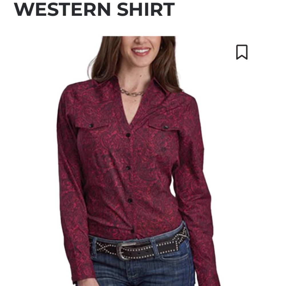 Roper Women's Burgundy Paisley Button Down Shirt